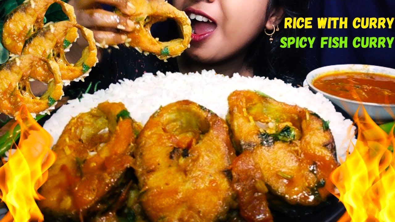 Mukbang Video || Spicy Tomato Fish Curry || Curry With Rice