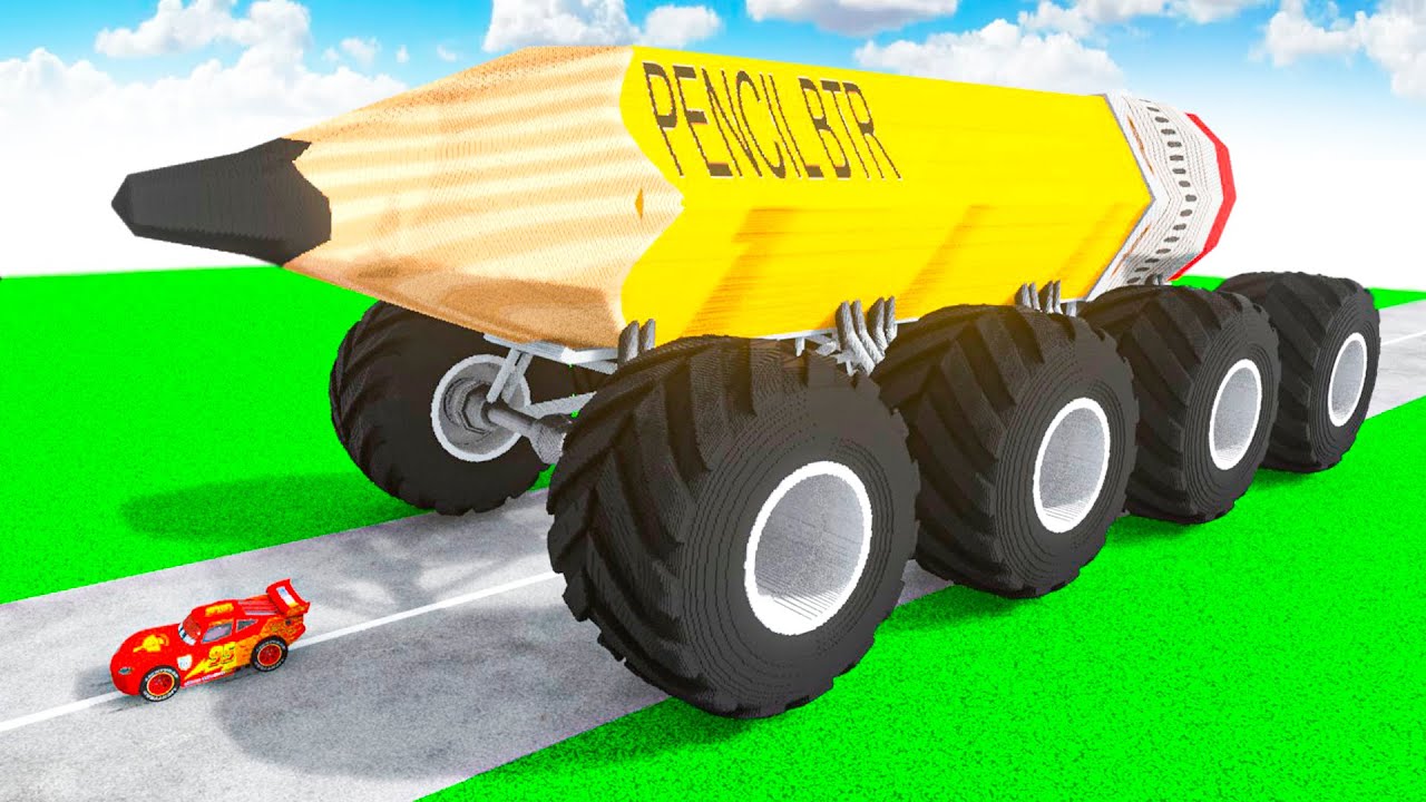 McQueen Transforming to GIANT PENCIL BIGFOOT BTR McQueen in Teardown!