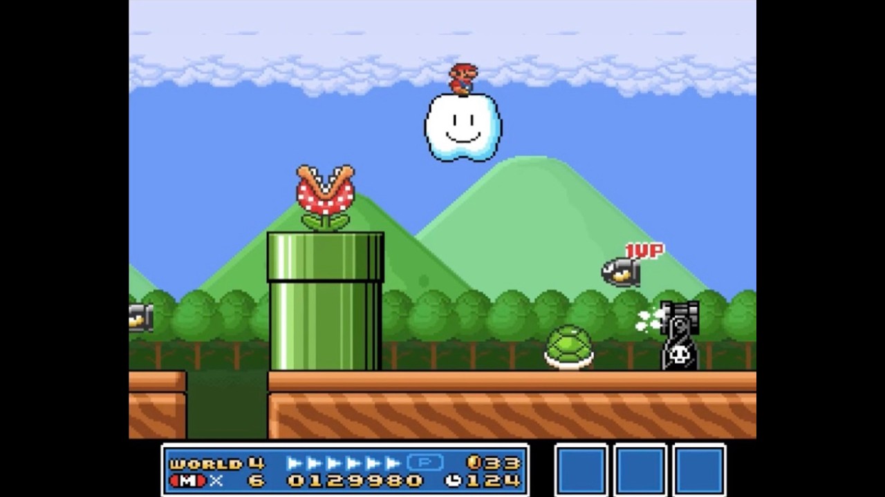 Super Mario Bros. 3 SNES All-Stars - 7 Extra Lives from Bullet Bill in World 4-5