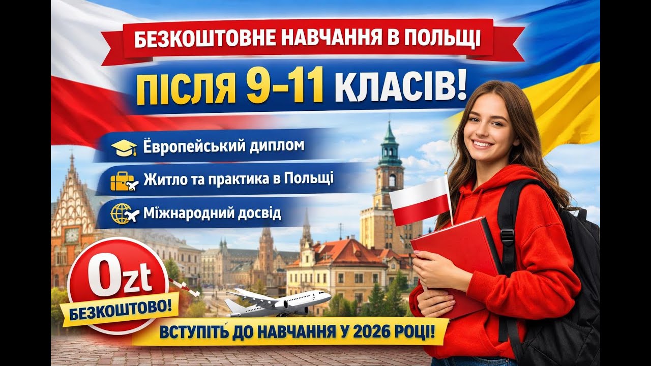 Вступ до Технікумів Польщі 2026! ✔️Для 9-11 класів! ОНЛАЙН-ПРЕЗЕНТАЦІЯ 17.01.2026
