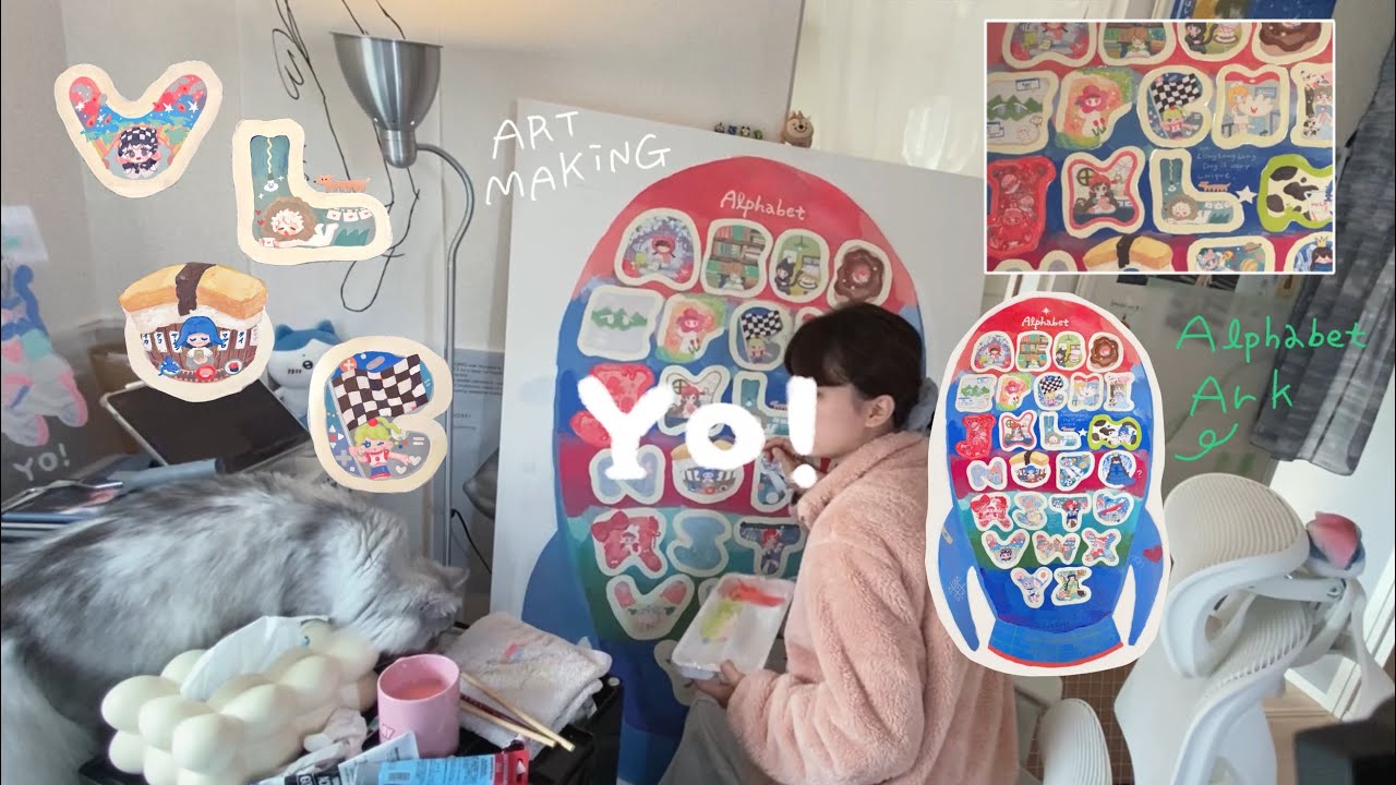 𝗔𝗿𝘁 𝘃𝗹𝗼𝗴 アルファベットロケットを描いたよ🚀🌟アクリルガッシュ+クレヨン