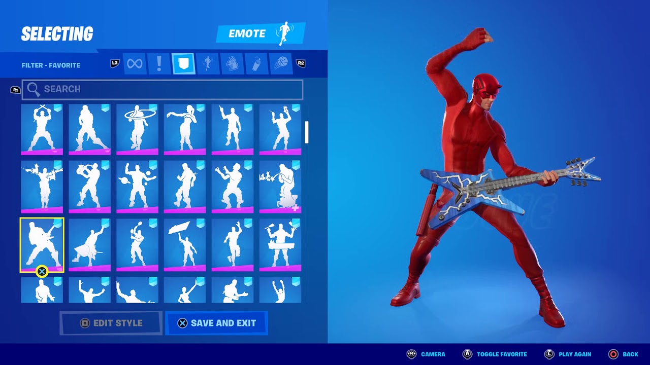 daredevil Skin Showcase with All Fortnite Dances & Emotes