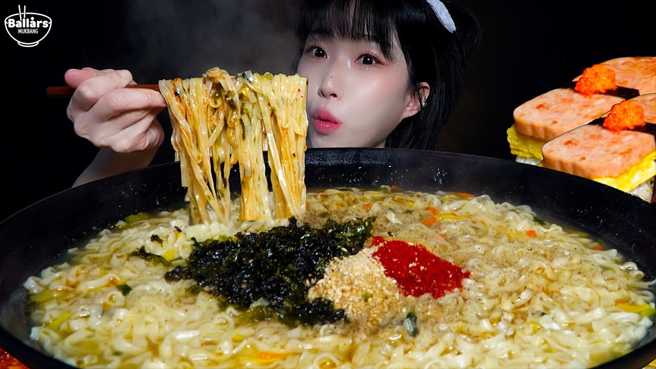 Mukbang:) Kalguksu & Spam musubi Mukbang ☆ Big Bites :: ASMR :: Eatingshow ☆