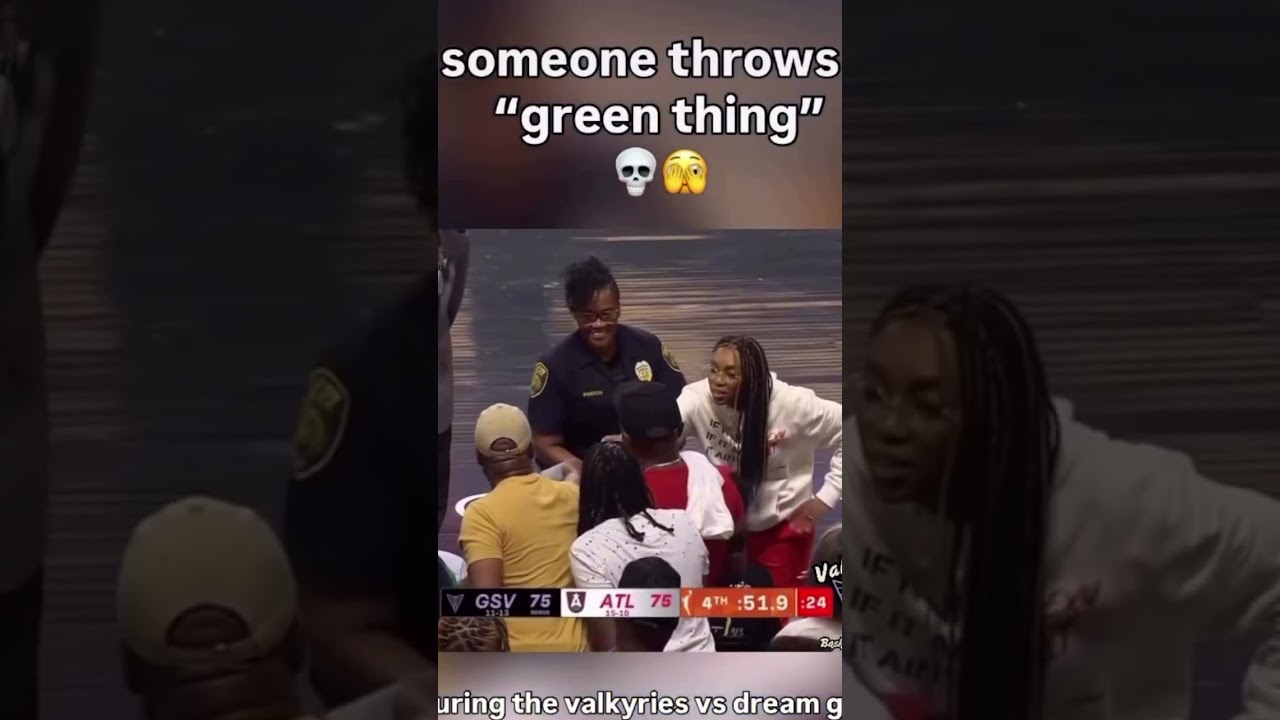 LMAO someone throws a &ldquo;green thing&rdquo; during #valkyries #dream #wnba Game #atlanta #wild #viral #espn
