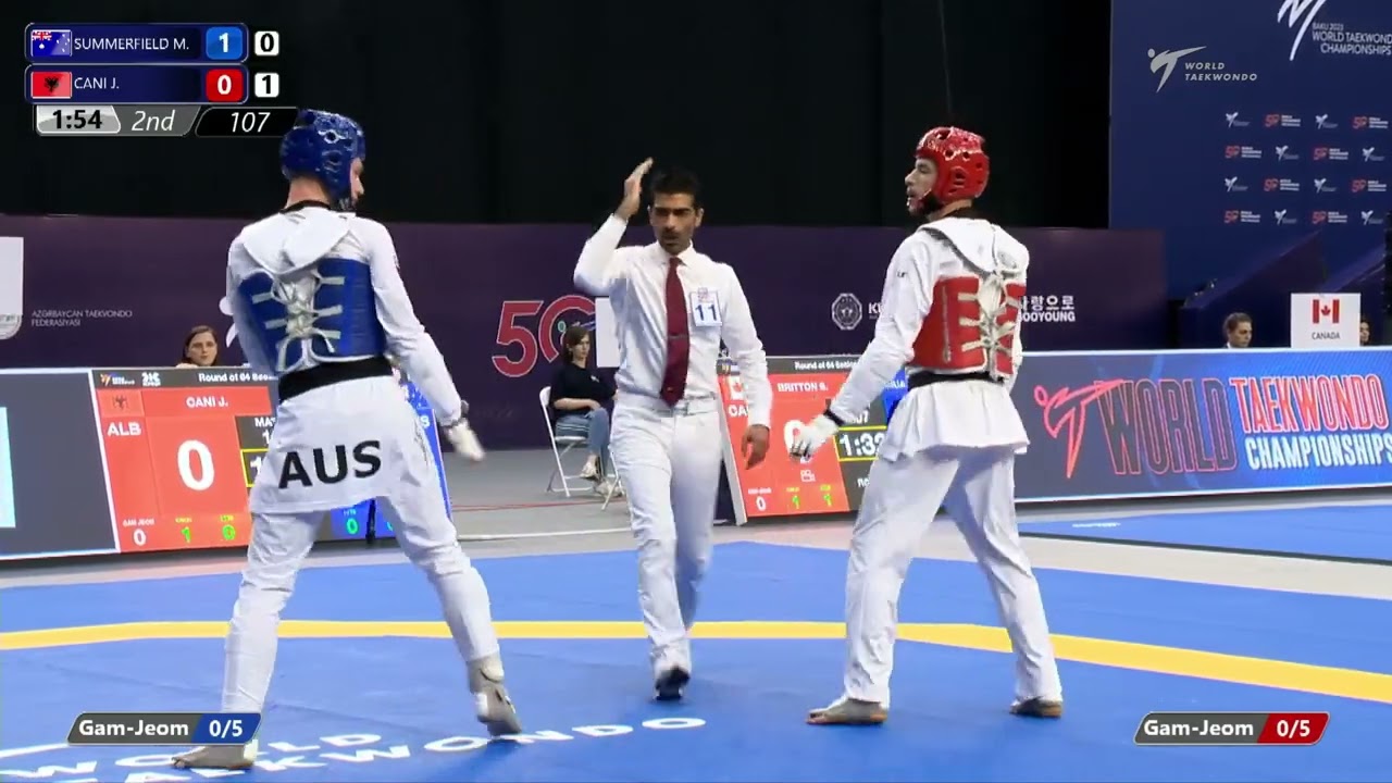 107 Round of 64 Men  63kg AUS SUMMERFIELD Matthew ALB CANI Juirdo