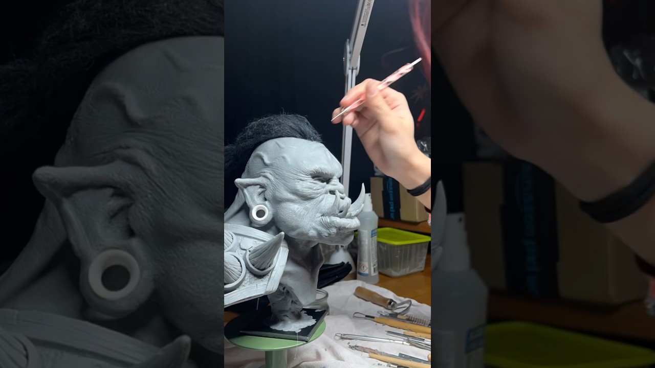 Process Timelapse Monsterclay Orc 🩶 #modeling #sculpting #sculpture #orc #fantasy #monsterclay