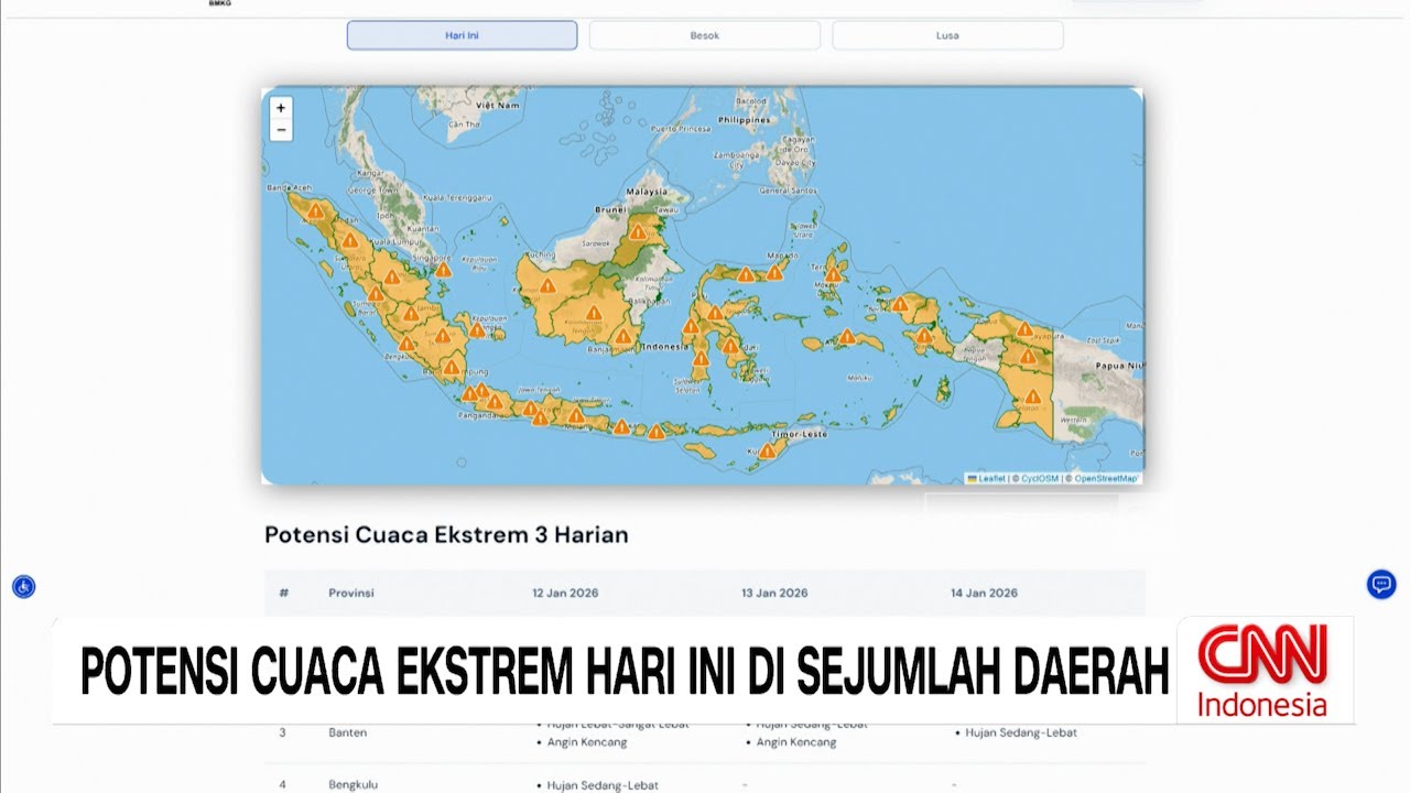 Potensi Cuaca Ekstrem Hari Ini di Sejumlah Daerah