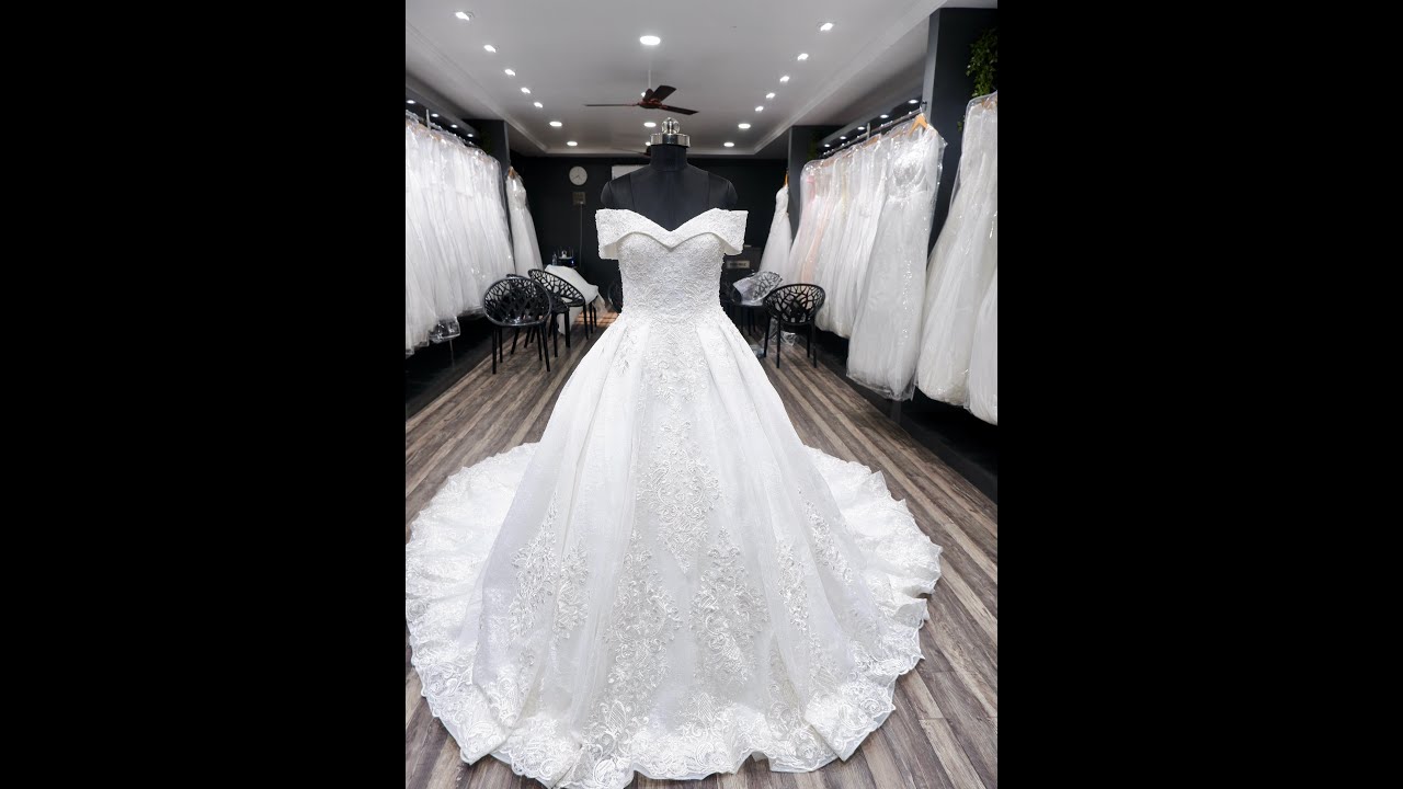 The Bridal Boutique: Premium off-shoulder white wedding gown