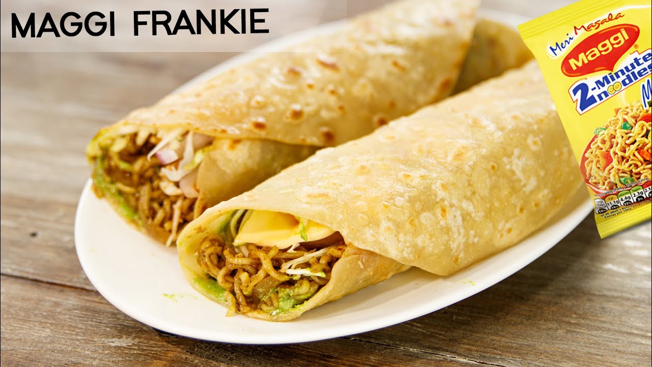 Maggi Frankie - Chatpati Masala Maggie Cheese Roll Veg Recipe - CookingShooking
