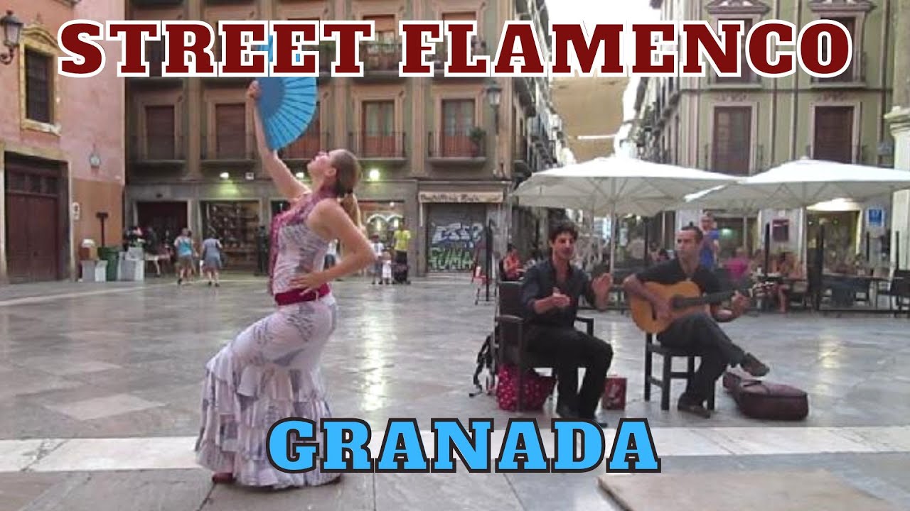 Street flamenco dance in Granada, Spain - Sevillanas con abanico FULL DANCE