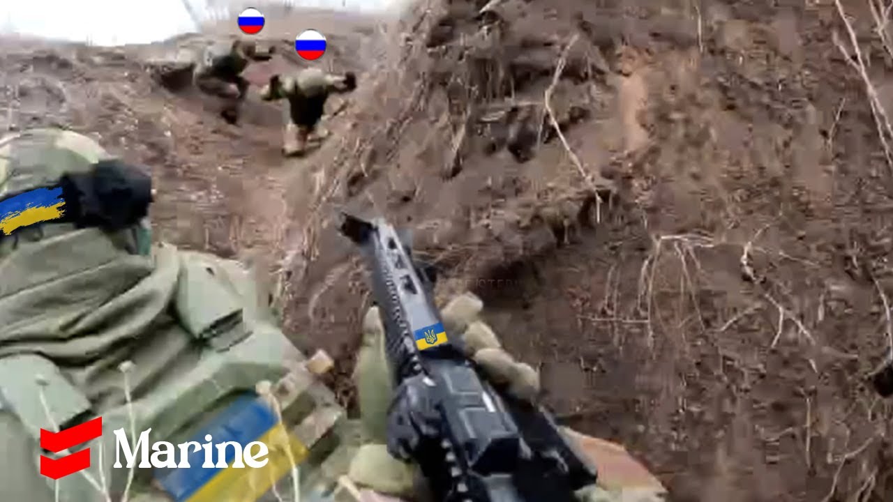 ウクライナ軍が塹壕でロシア軍を残忍に待ち伏せ