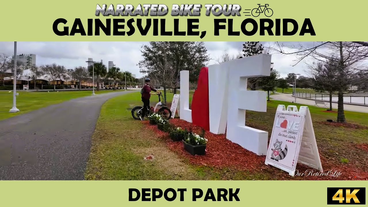 🚴‍♂️ Scenic Bike Ride Through Depot Park, Gainesville, Florida 🌿☀️ | 4K Cycling Adventure 🎥✨