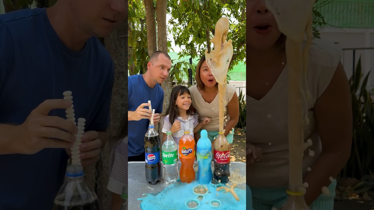 Pepsi, Sprite, Fanta, Est, Coca-Cola VS Mentos #shorts GamGam Family
