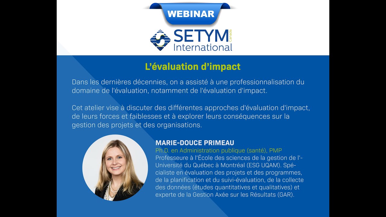 Webinaire SETYM : L'évaluation d'impact avec Marie-Douce Primeau