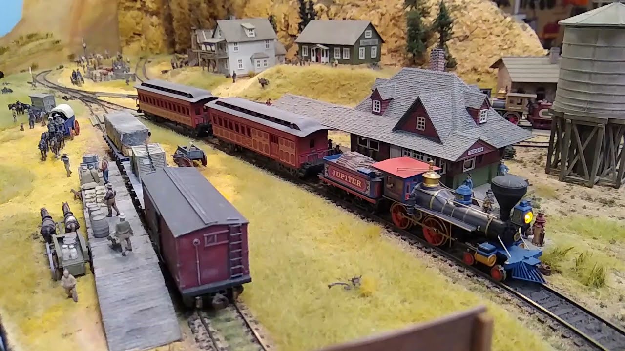 Bachmann 4-4-0 Jupiter (New Tooling) with a passenger train - Continuous shot