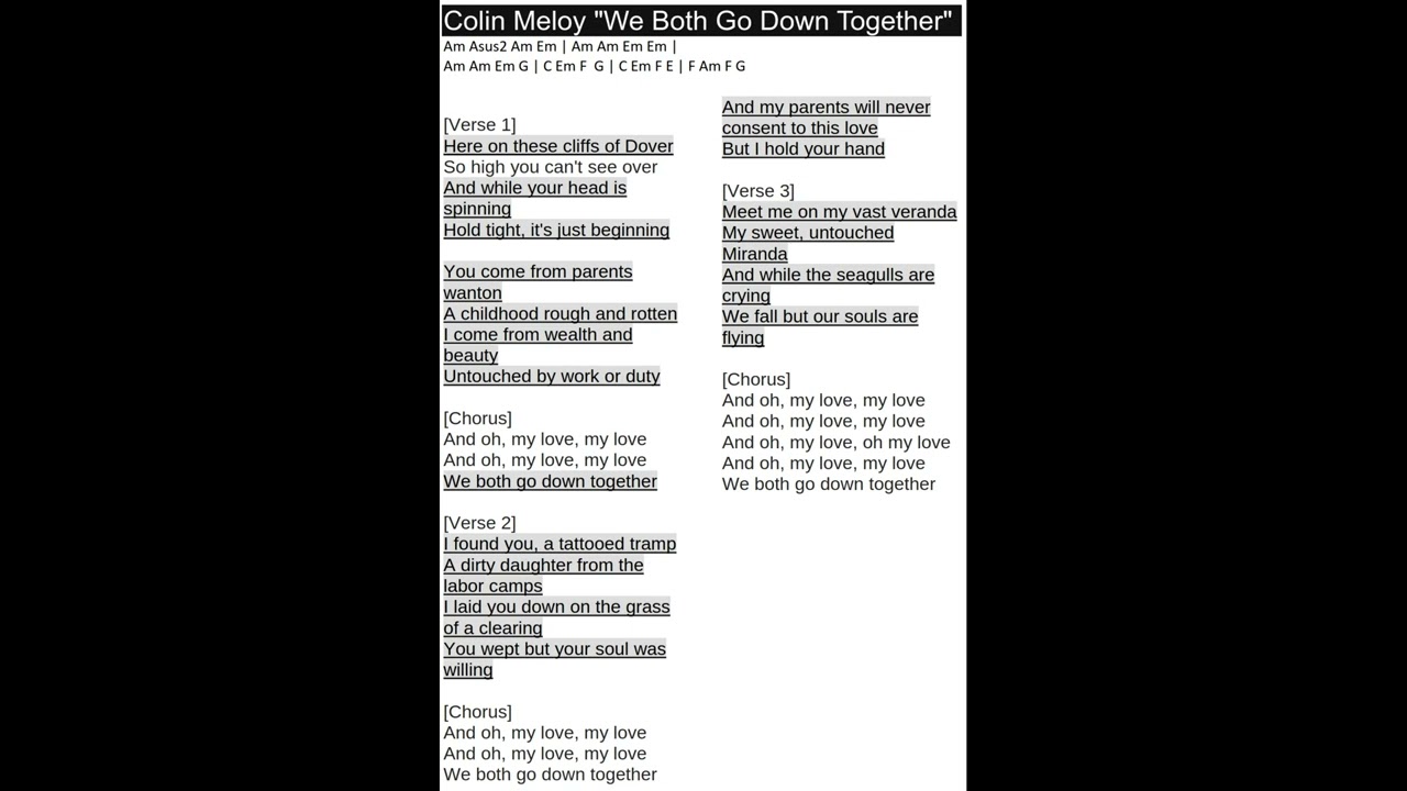 Colin Meloy "We Both Go Down Together" [Isolated Vocal]