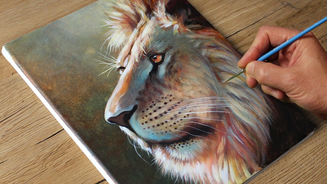 Painting a Lion in Acrylics / Vadym art