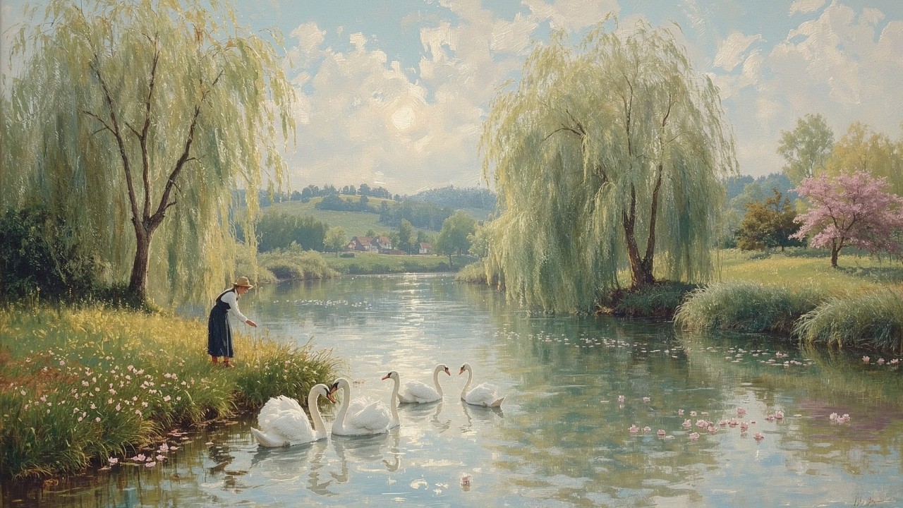 [gentle piano playlist] the lake keeps her secrets | impressionist art