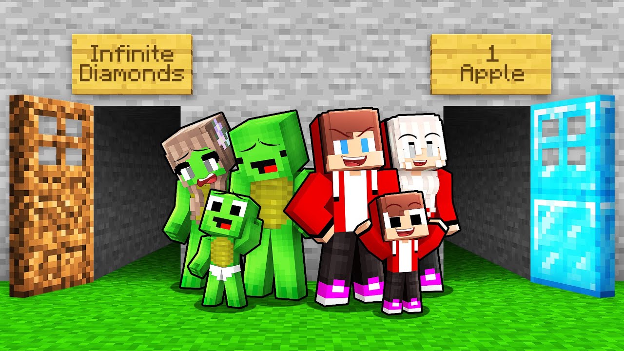 Which DOOR Will Mikey and JJ Family Choose in Minecraft? (Maizen)