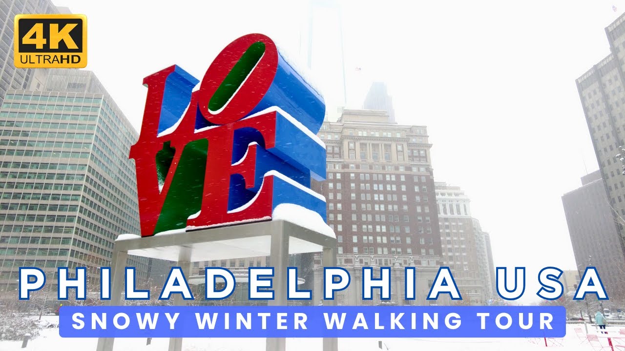Walking in the Winter Storm | PHILADELPHIA USA | 4K Ambient Walking Tour 🎧 Binaural Audio