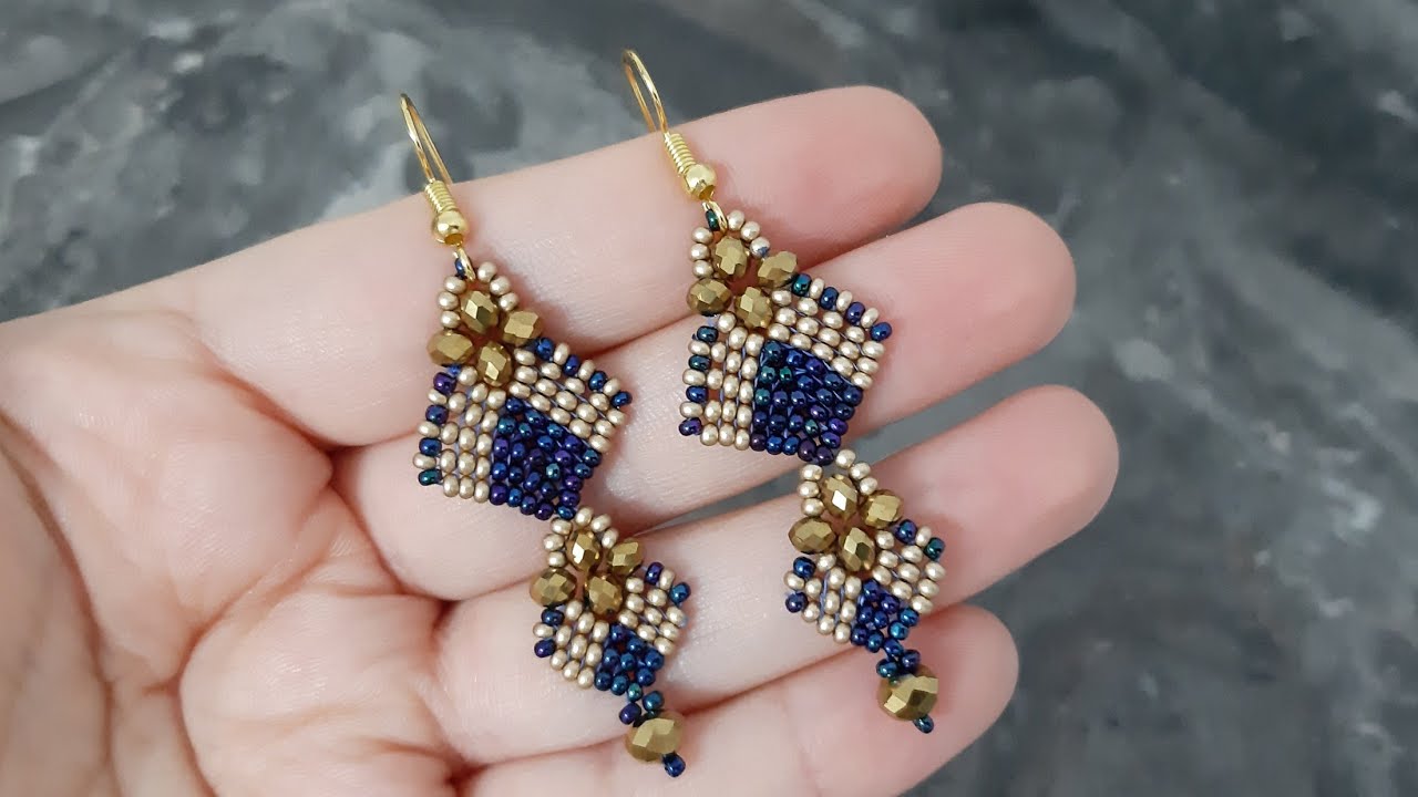 Boncuktan Şık Küpe Yapımı. Stylish Earrings Making  From Beads. Beading Tutorial