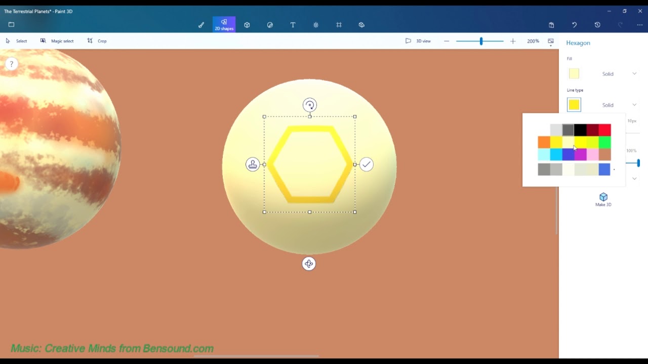 How to create exterior planets (Gas Giants) of the Solar System in Paint 3D 