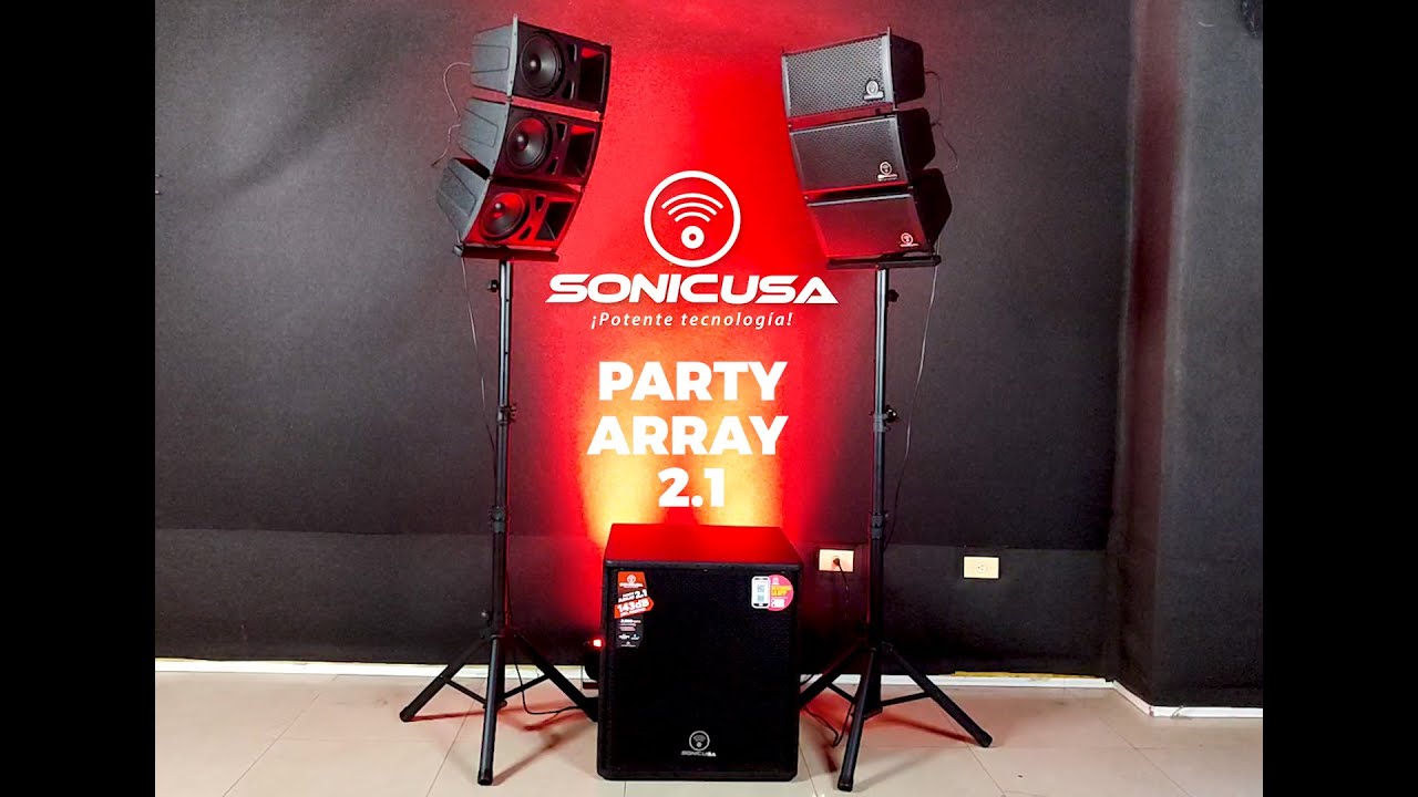 SONIC Party Array 2.1, 2900Watts, 143dB, 3 Ampli. 1.600W pico/ 800W RMS Sub+1.300W pico/700W RMS