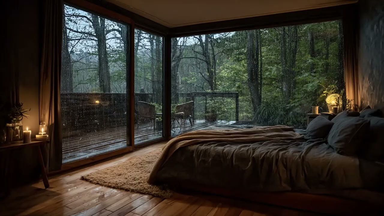 Deep Sleep Rain Sounds 🌧️ Heavy Rain in Mountain View Bedroom Tonight