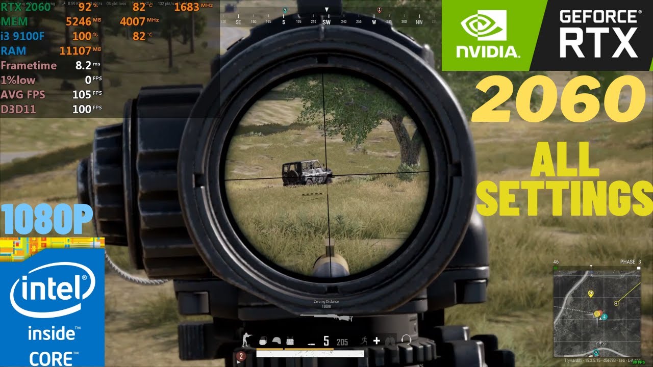 PUBG : RTX 2060 in 2022 | i3 9100f | All settings | 1080P