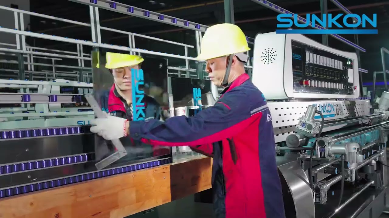 Multifunctional glass straight-line beveling machine with 11 motors and Siemens PLC