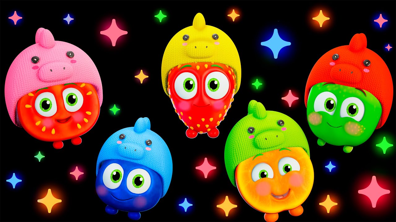 🦖🍉 Five Little Dinos от Funky Fruits Baby Sensory | Весёлая анимация и танцевальная вечеринка 🎶🍓