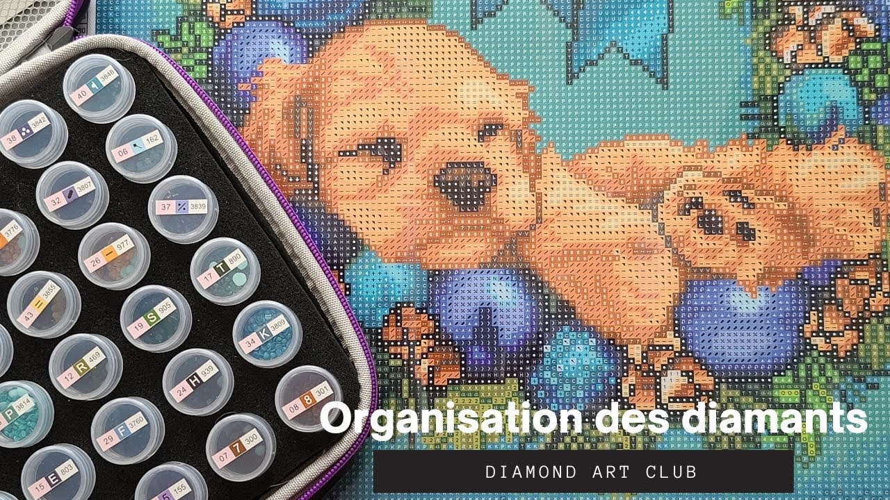 Organisation des diamants et préparation du dp Blue Christmas de Diamond Art Club