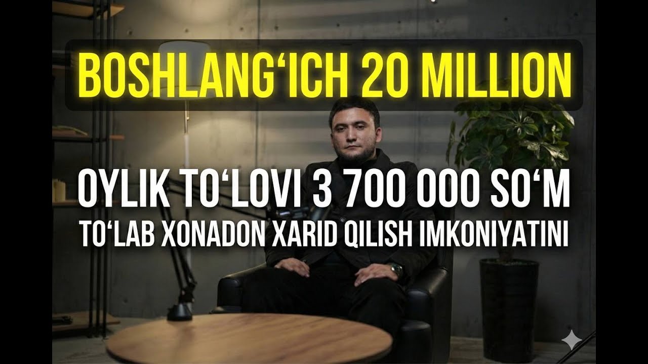 20 mln boshlang‘ich to‘lov bilan xonadon! | Oylik 3 700 000 so‘mdan to‘lab uyli bo‘ling