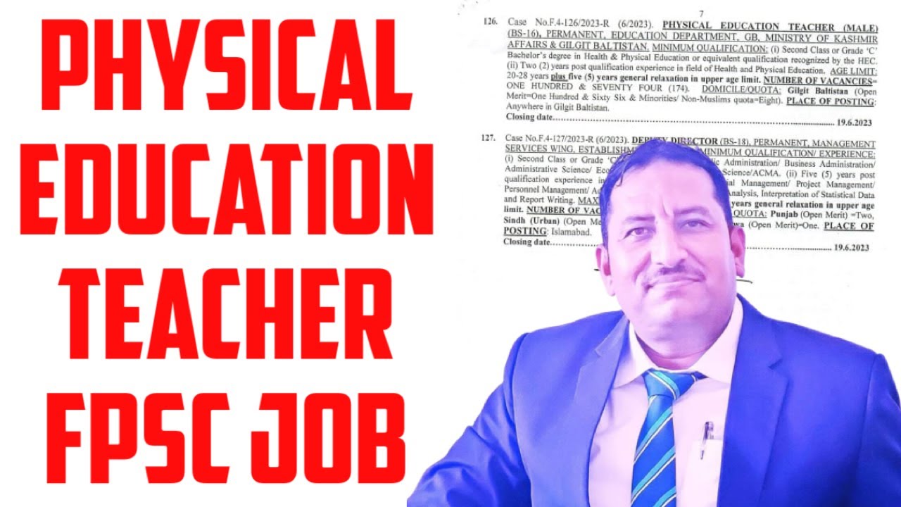 FPSC JOBS Physical Education Teacher Advertisement no 6/2023