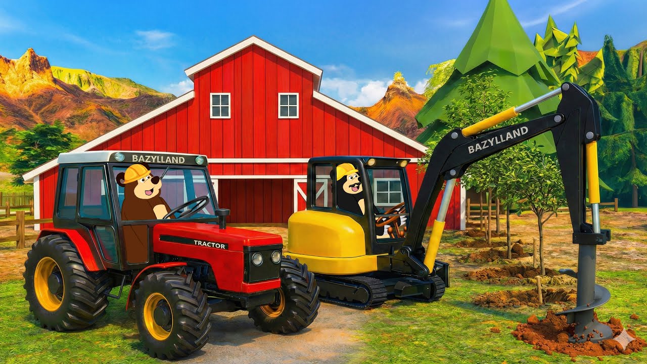 Hardworking Farmer 🚧🌳 | Road Repair & City Tree Planting | Real Farm Animation