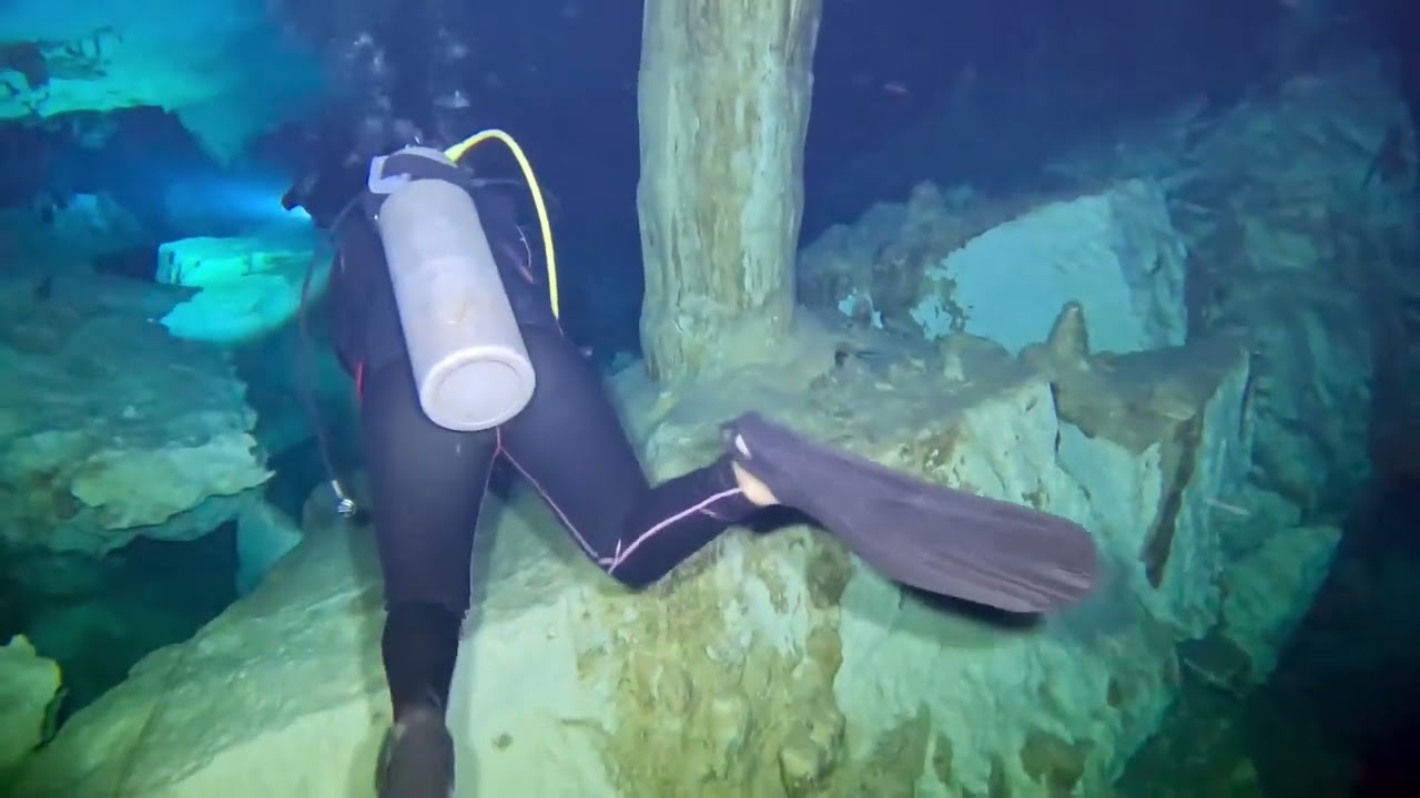 Heather and Natalie dive the caves of Cenote Dos Ojos in Tulum Mexico July 2024