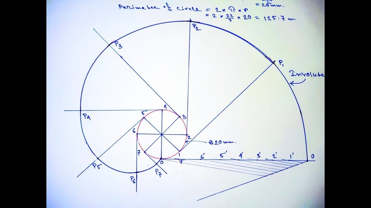 how to draw involute of a circle || Engineering Drawing || All In One ||