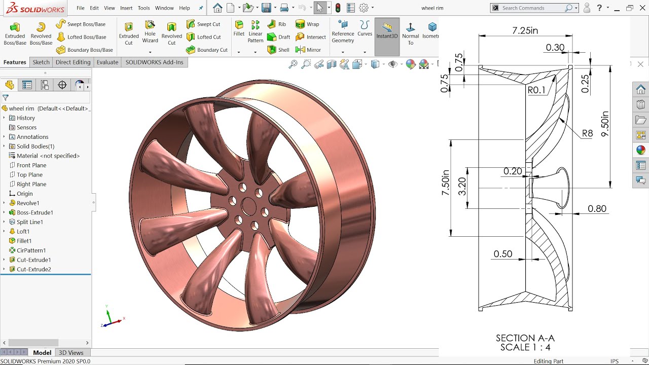 SolidWorks tutorial Wheel Rim