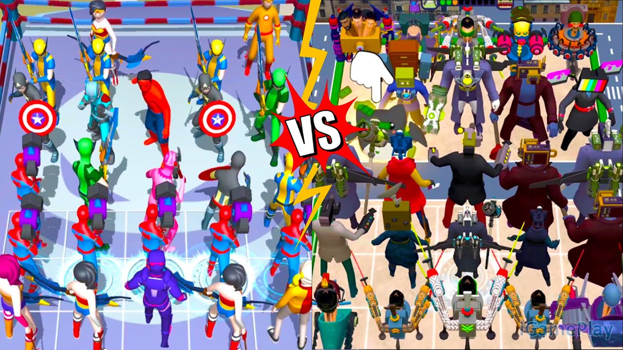 Merge Supper Hero VS Toilet Monster Merge War, Merge Battle Gameplay