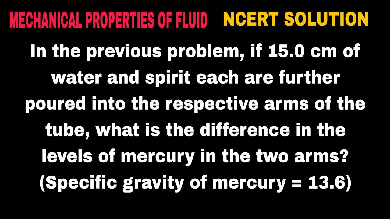 In the previous problem, if 15.0 cm of water and spirit each are further poured into the respective