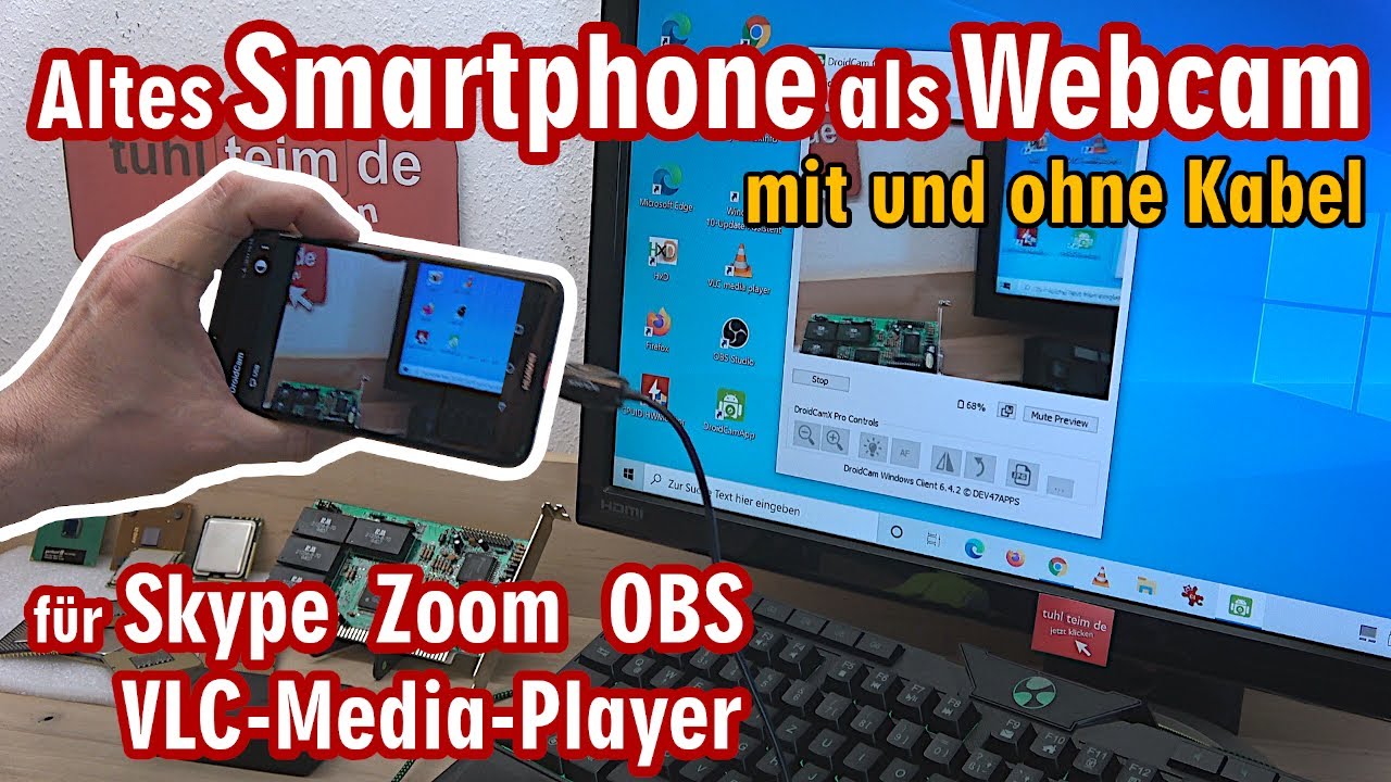 Altes Smartphone als Webcam ⭐️ für Skype ▪️ Zoom ▪️ OBS ▪️ Windows 10 ▪️ kostenlose App