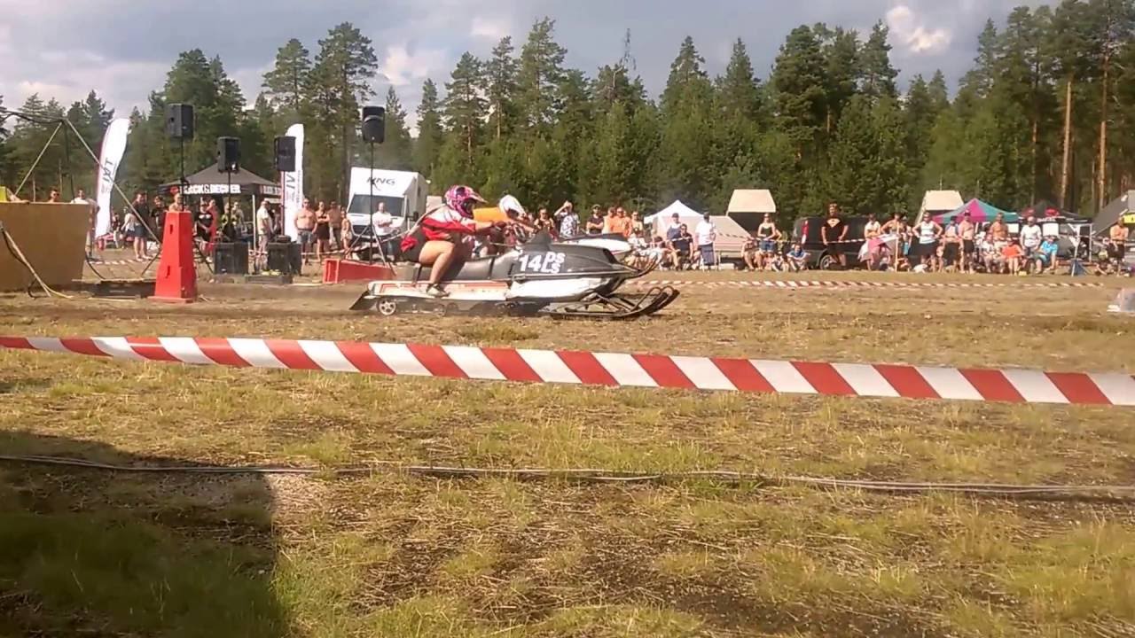 Snowmobile DRAG RACE on grass