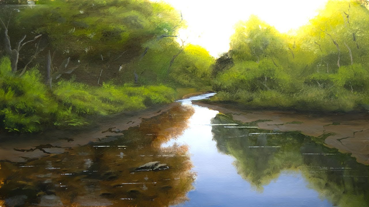 How to paint Landscape in oil painting demo,  (Time-lapse) Sunny bush