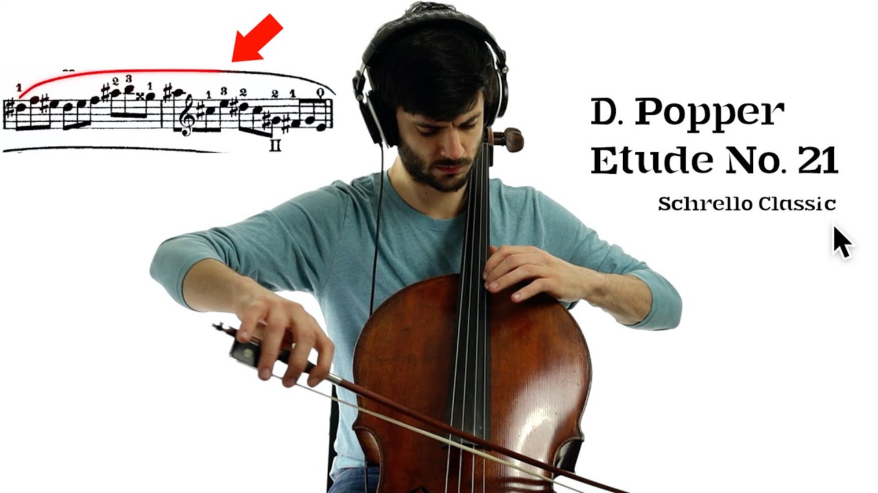 Animation of David Popper Etude 21 - Classical Cello Player Performance Study