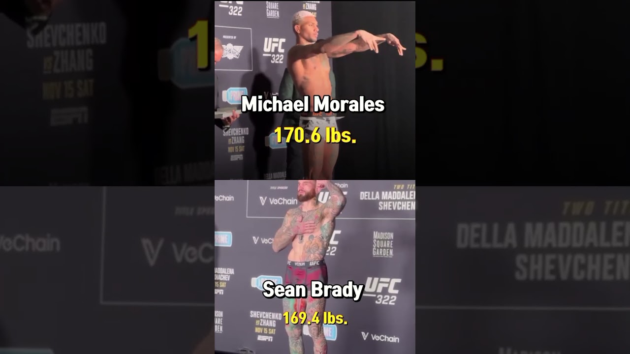 UFC 322 pesaje peso Welter Michael Morales vs Sean Brady 