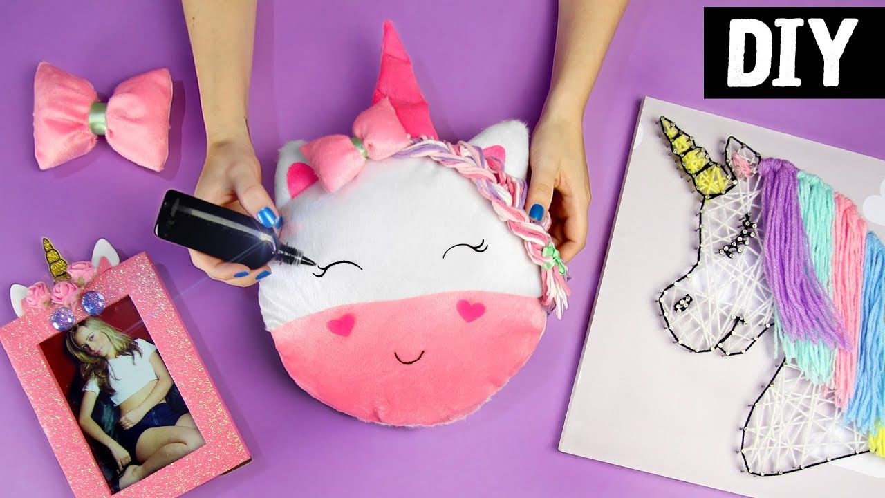 🦄 5 DIYs de Unicórnio 🎀 Ideias Fofinhas para Decorar | Almofada, Porta Retrato, Cofrinho e Quadro