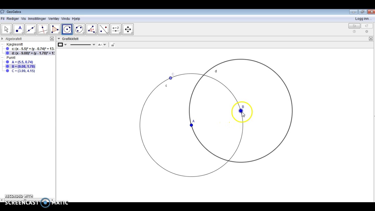 Konstruksjon av rombe, geogebra