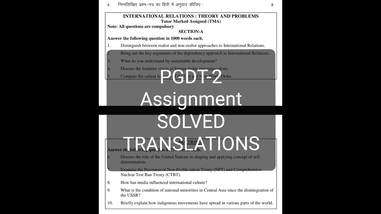 PGDT-2 translations solved  for January and July, 2021 session PGDT assignments. #PGDT #IGNOU #PGDT2