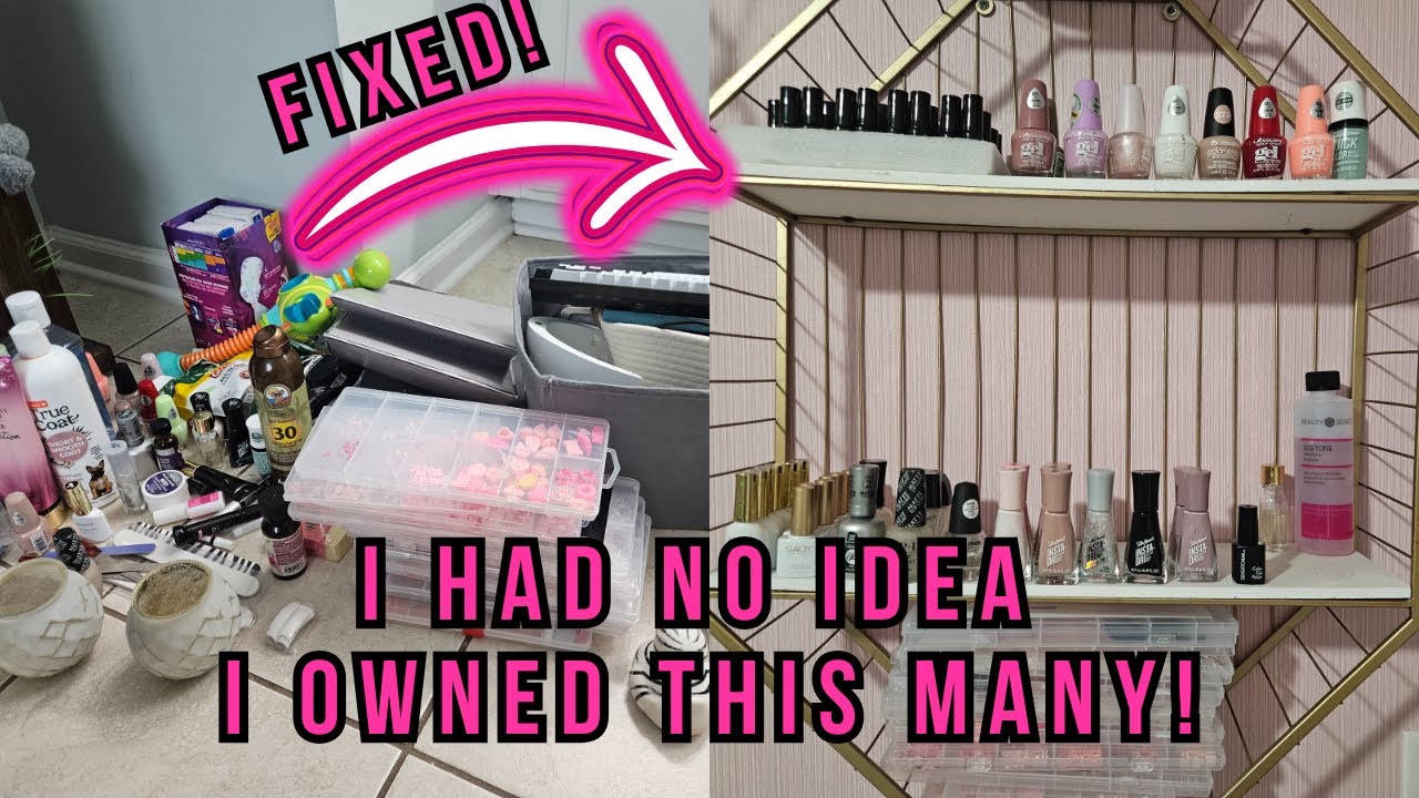 Extreme Bathroom Cabinet Declutter → Dream Nail Polish Wall!