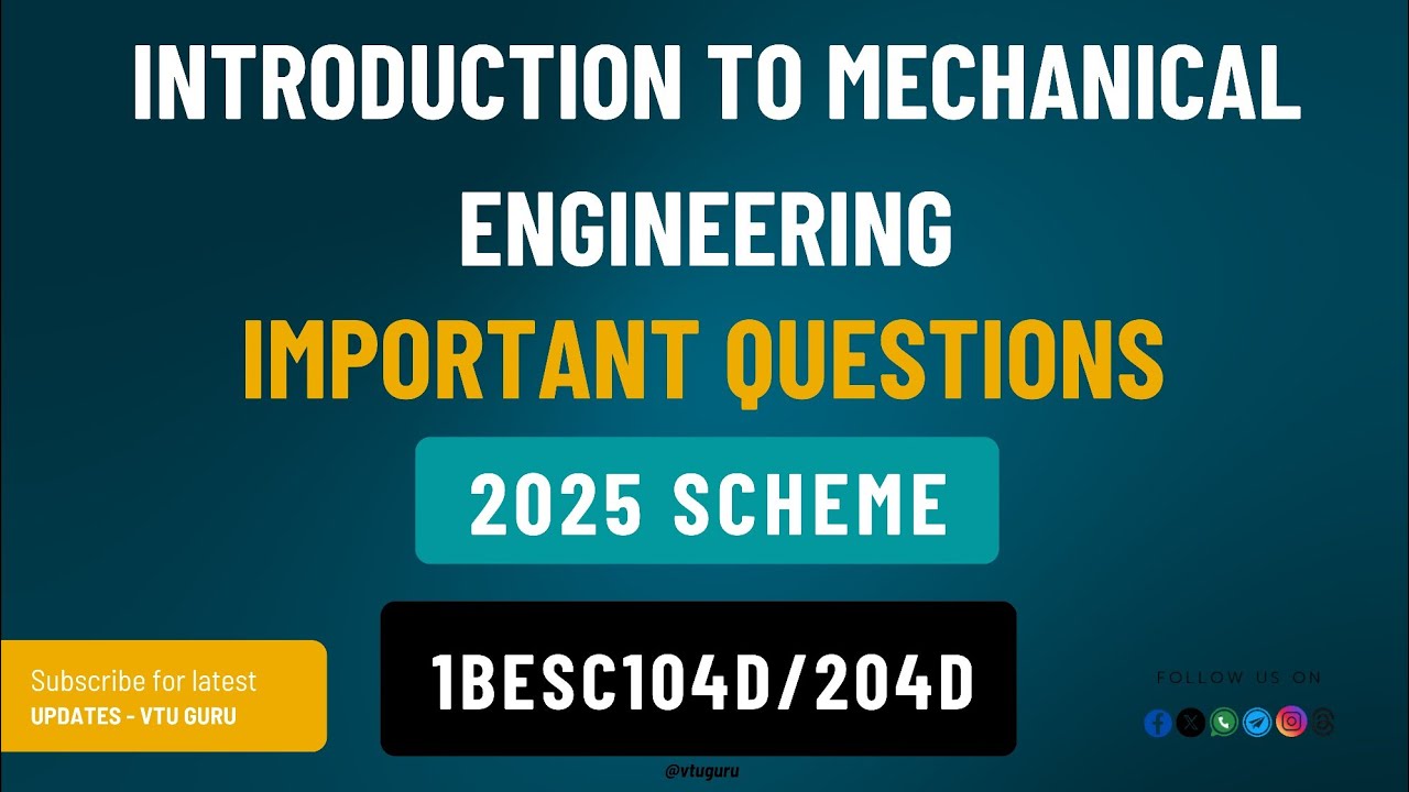 1BESC104D Introduction to Mechanical Engineering Important Questions | 1BESC204D Important Questions